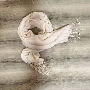 New SAACHI STYLE Off White Large Tasseled Scarf Wrap Rayon Tasseled 62”x30”